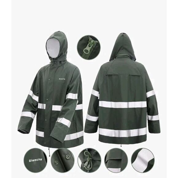 New! 2pc! Giemchy Rain Suit Unisex Waterproof Heavy Duty Rain Gear Outdoor Sz M - Picture 11 of 12